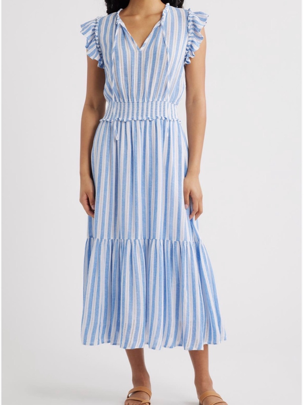 🏝️ Rails Blue and White Striped Maxi Dress